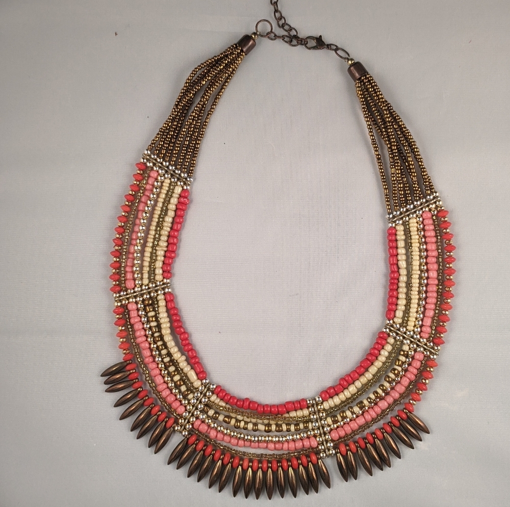 Vintage Multicolored Tribal Bib Egyptian Necklace